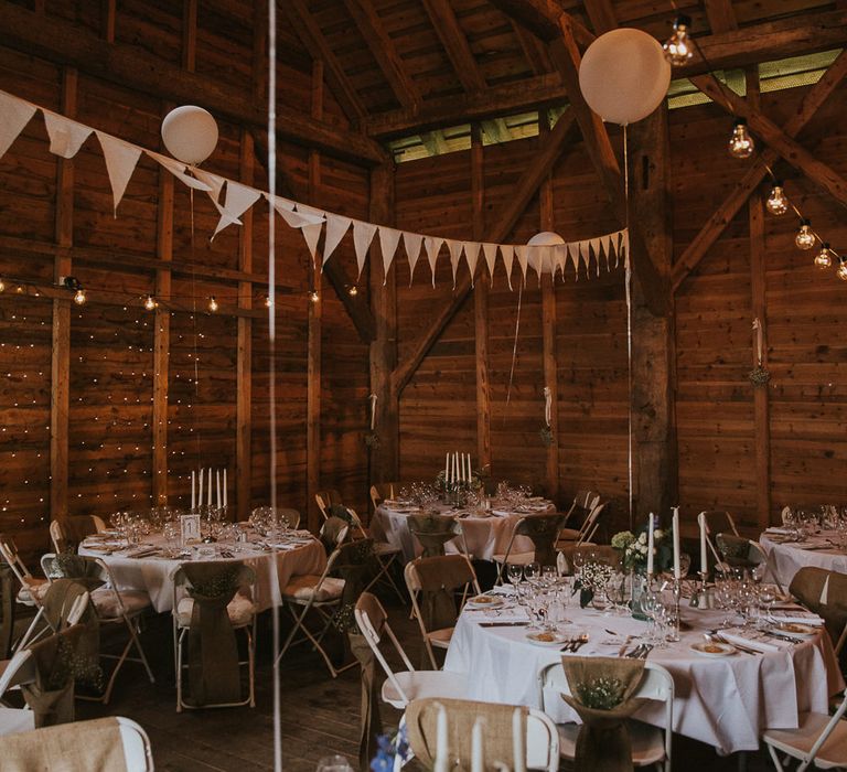 Bunting, Balloons & Fairy Lights Wedding Decor | Rustic Barn Wedding in Norway | Christin Eide Photography