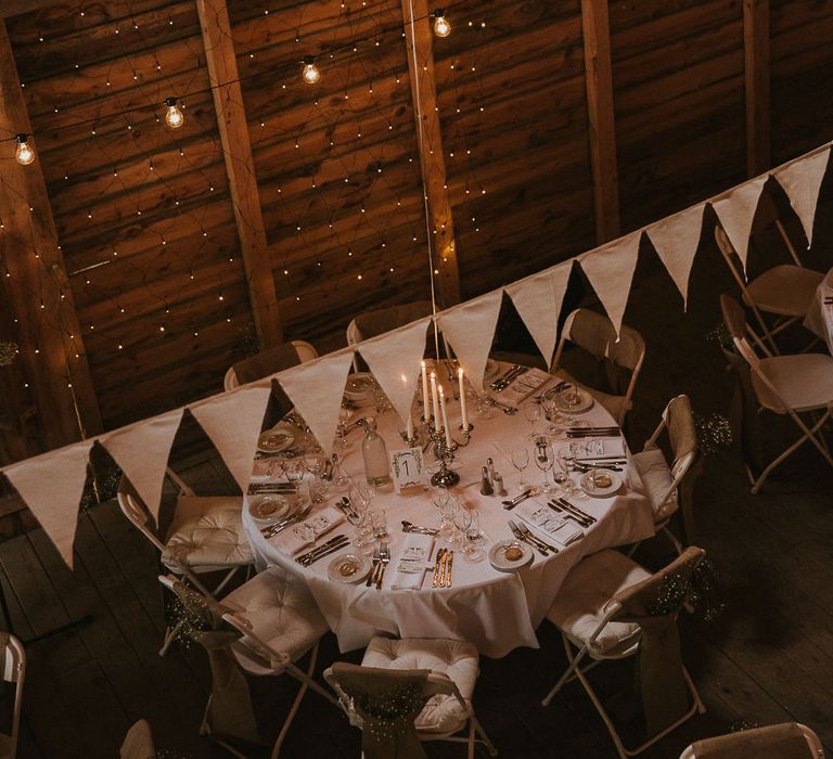 Bunting, Balloons & Fairy Lights Wedding Decor | Rustic Barn Wedding in Norway | Christin Eide Photography