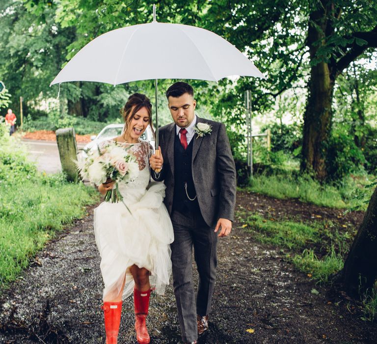 Bride in Hunter Wellies