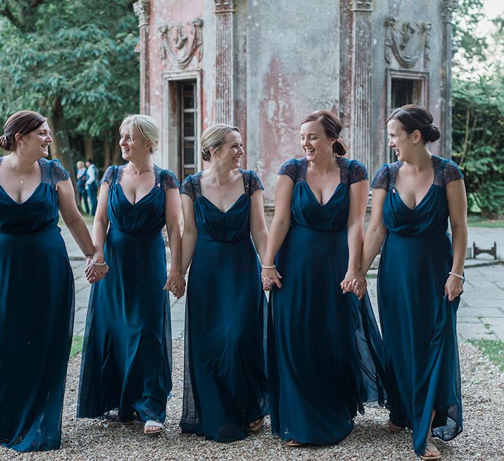 Bridesmaids In Navy ASOS Dresses