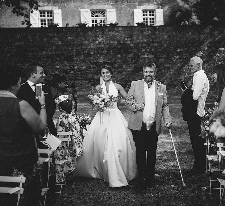 Bride & Father of The Bride | Outdoor Destination Wedding at Chateau de Lartigolle,Pessan France | Petar Jurica Photography