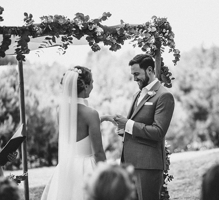 Outdoor Wedding Ceremony | Bride in Jesús Peiró 3000 Dress from Morgan Davies Bridal | Groom in New & Lingwood Three Piece Suit | Petar Jurica Photography