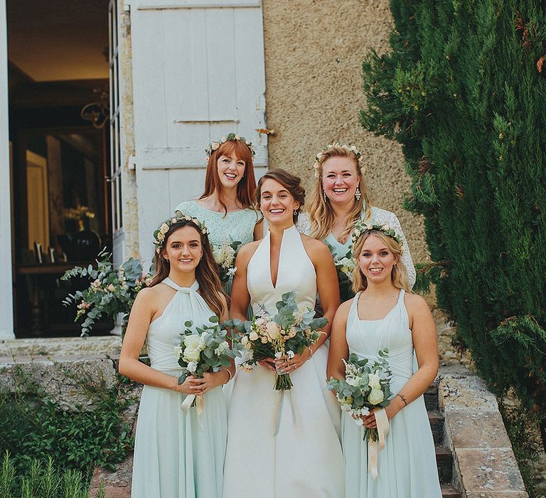 Outdoor Wedding Ceremony | Bride in Jesús Peiró 3000 Dress from Morgan Davies Bridal | Bridesmaids in Mint Green Ted Baker & Banana Republic Dresses | Petar Jurica Photography