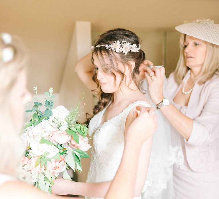 Boho Bride With Braid & Flowers In Her Hair