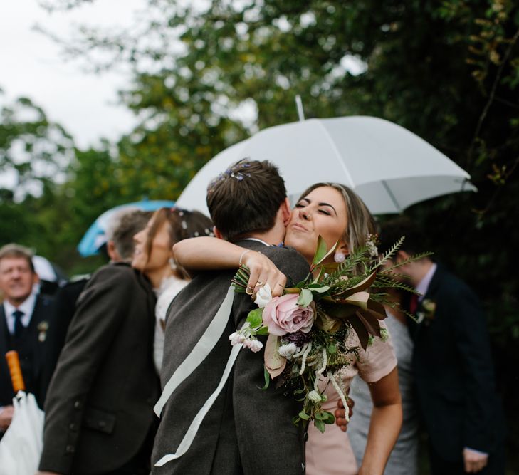 Foliage Filled Wedding At Colstoun East Lothian With Polytunnel Ceremony And Bridesmaids In Dusky Pink & Images From Caro Weiss Photography