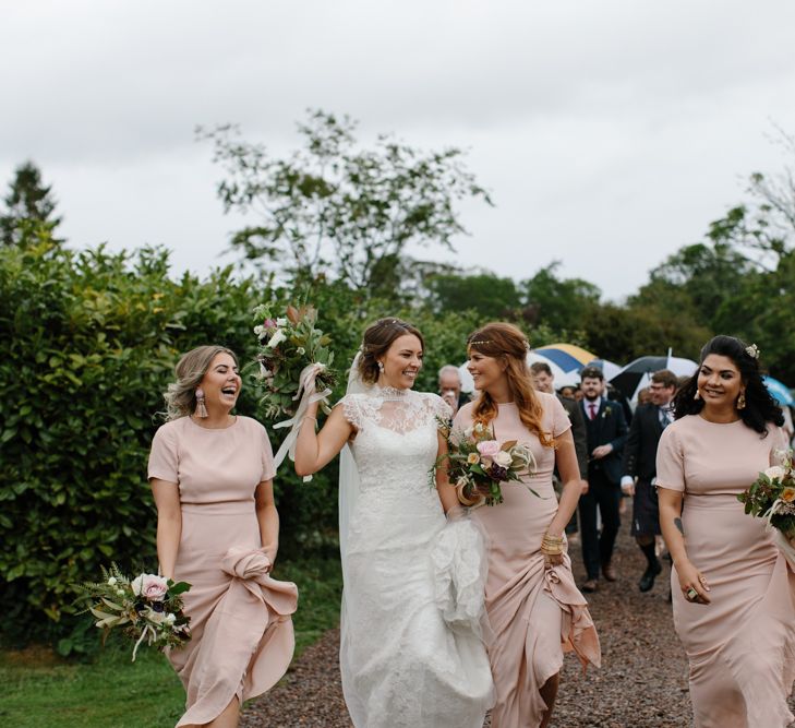 Foliage Filled Wedding At Colstoun East Lothian With Polytunnel Ceremony And Bridesmaids In Dusky Pink & Images From Caro Weiss Photography