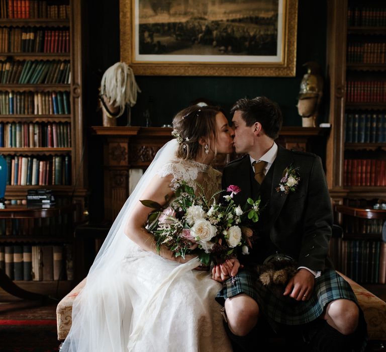 Foliage Filled Wedding At Colstoun East Lothian With Polytunnel Ceremony And Bridesmaids In Dusky Pink & Images From Caro Weiss Photography