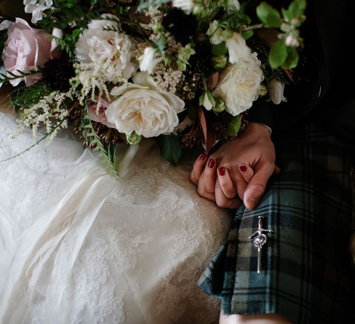 Foliage Filled Wedding At Colstoun East Lothian With Polytunnel Ceremony And Bridesmaids In Dusky Pink & Images From Caro Weiss Photography