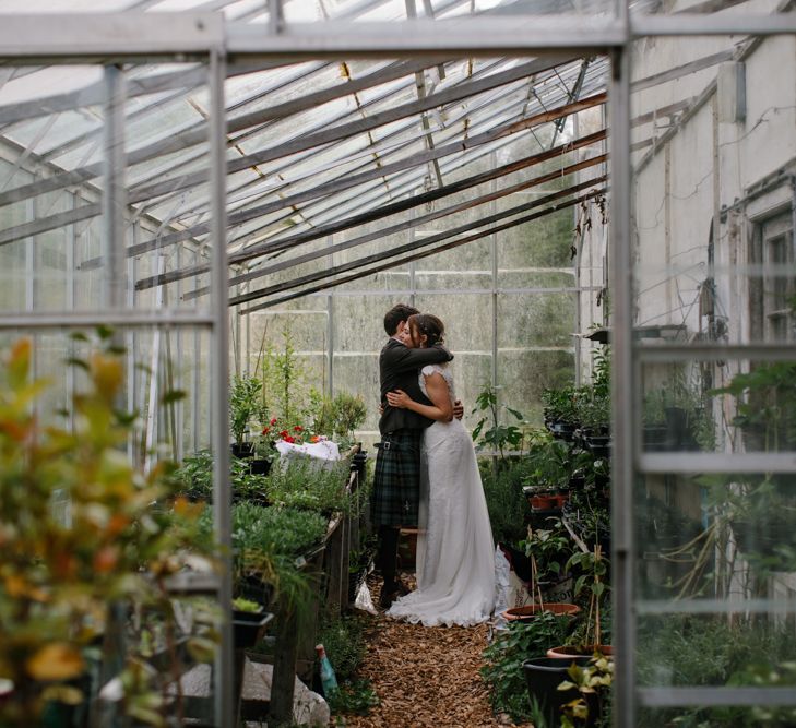 Foliage Filled Wedding At Colstoun East Lothian With Polytunnel Ceremony And Bridesmaids In Dusky Pink & Images From Caro Weiss Photography