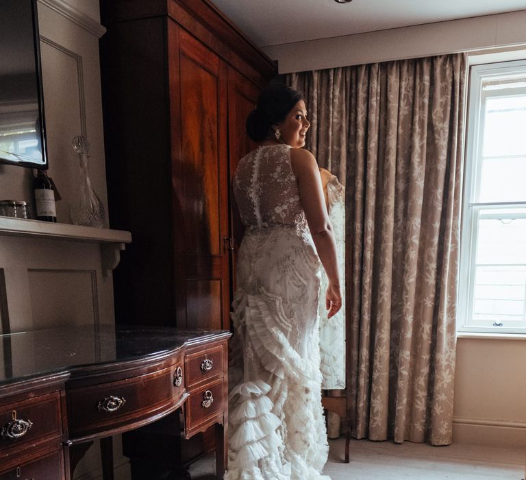 Bride in Lazaro Wedding Dress | Helen Abraham Photography