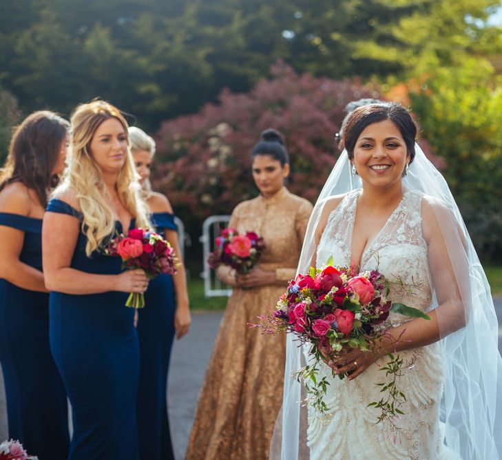 Bride in Lazaro Wedding Dress | Helen Abraham Photography