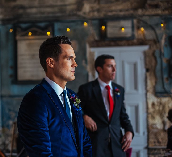 Groom in Navy Ted Baker Suit | Helen Abraham Photography