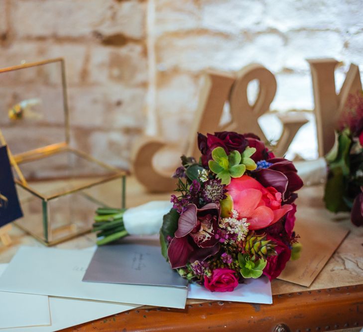 Navy, Gold & Pink Table Decor | Bixton East Pub Wedding Reception | Helen Abraham Photography