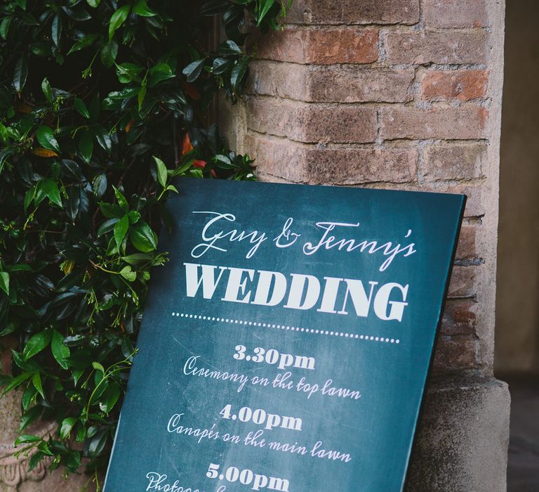 Chalkboard Order of The Day Wedding Sign