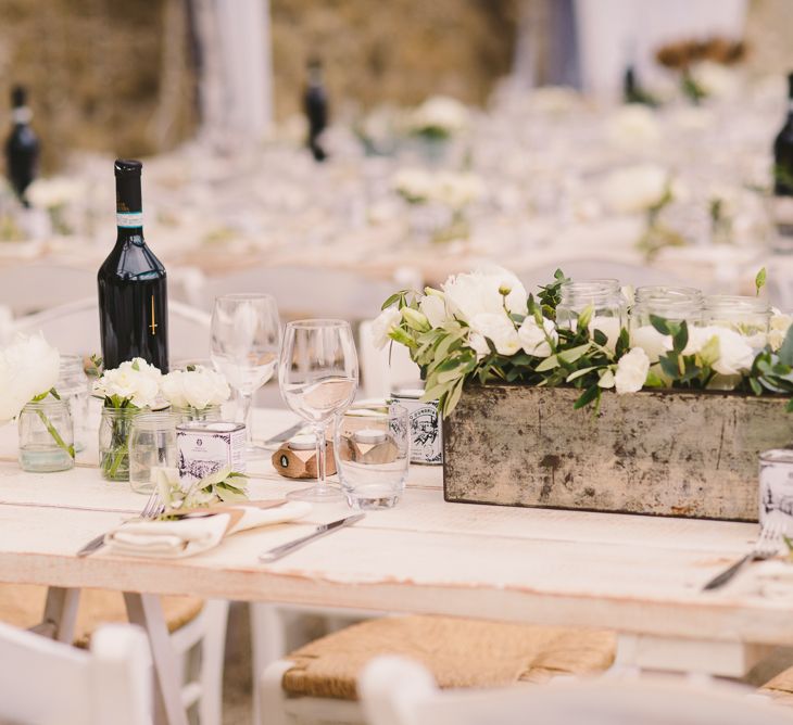 Rustic Crate Centrepiece with White Flowers