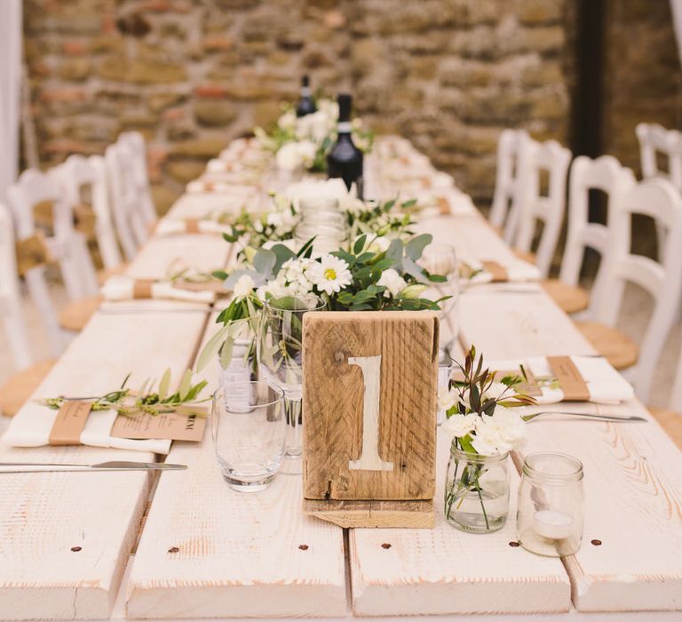 Trestle Table with Wooden Table Number