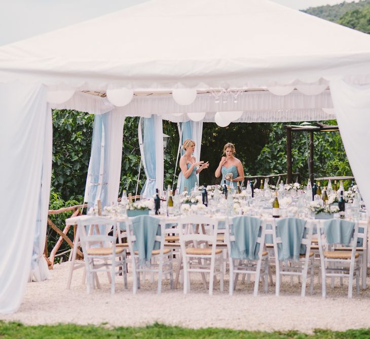 White & Mint Green Outdoor Wedding Reception