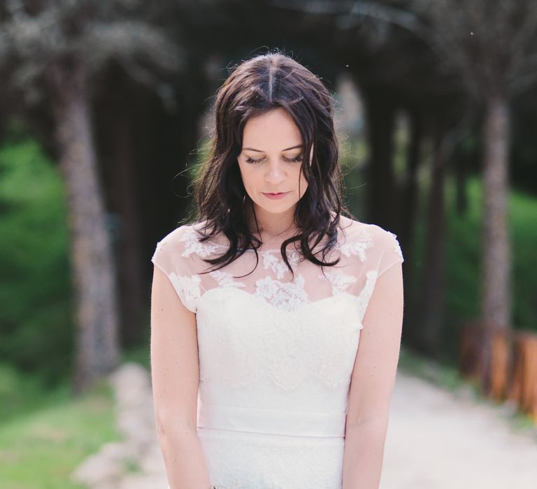 Bride in Naomi Neoh Gown & White Bouquet