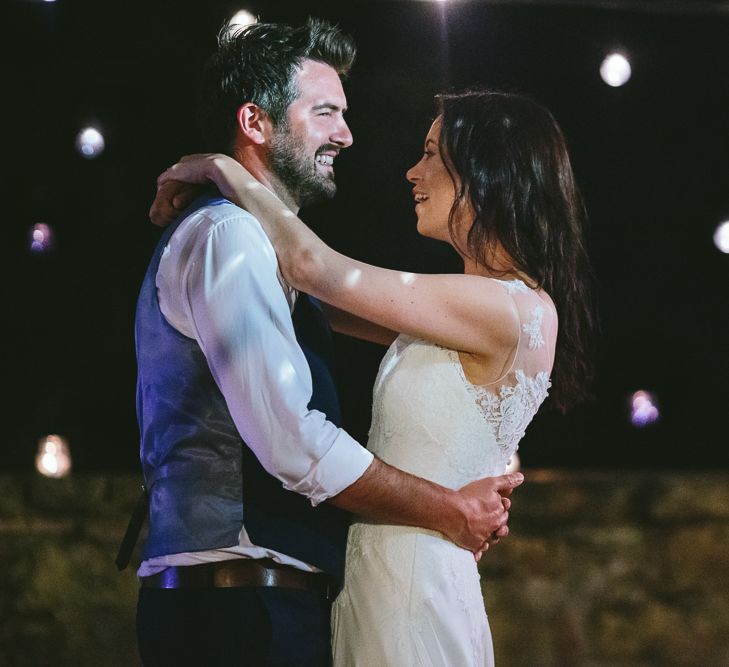 Bride Naomi Neoh Gown & Groom in French Connection Suit First Dance