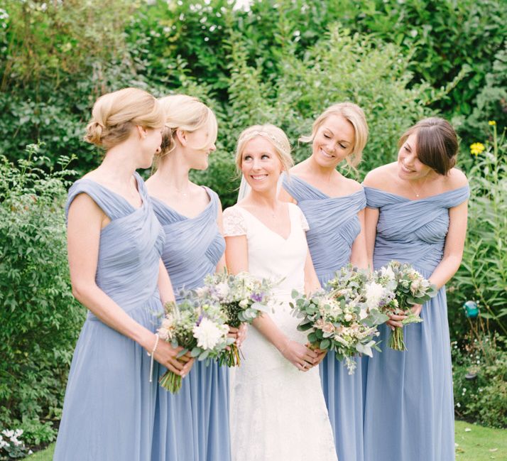 Bridesmaids in Pale Blue Dessy Dresses