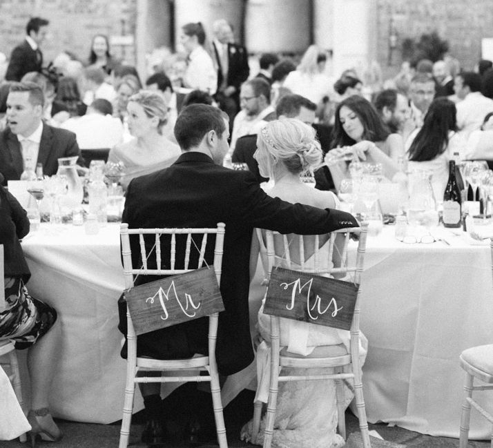 Bride in Charlie Brear Peyton Dress & Augustine Skirt & Groom in Traditional Morning Suit