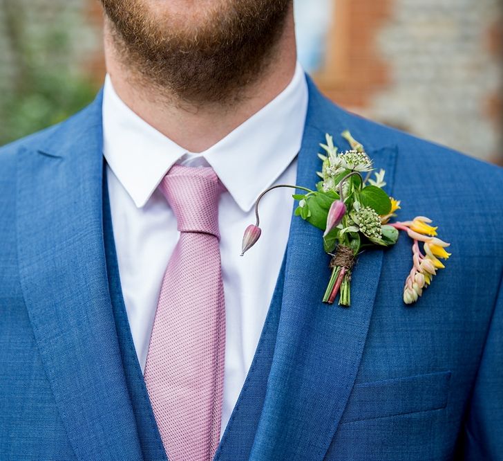 Blue French Connection Suit, Tie & Buttonhole