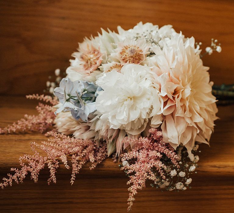 Pastel Bouquet | Outdoor Festival Beach Wedding at Aberdovey in Wales | Katie Ingram Photography