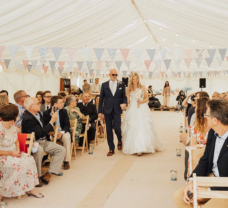 Bridal Entrance | Wedding Ceremony | Outdoor Festival Beach Wedding at Aberdovey in Wales | Katie Ingram Photography