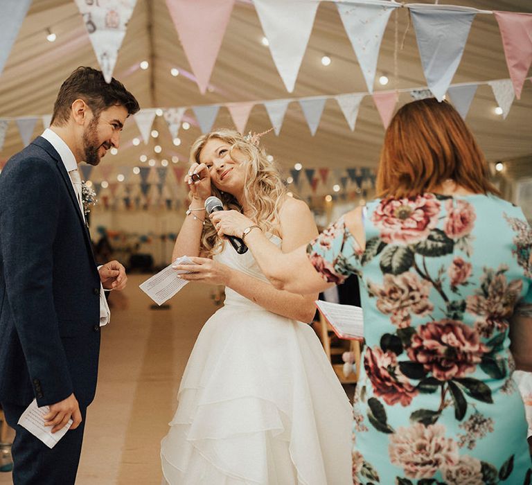 Wedding Ceremony | Outdoor Festival Beach Wedding at Aberdovey in Wales | Katie Ingram Photography