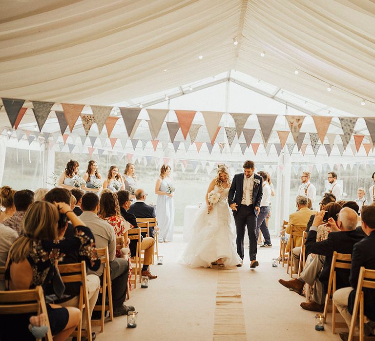 Wedding Ceremony | Outdoor Festival Beach Wedding at Aberdovey in Wales | Katie Ingram Photography