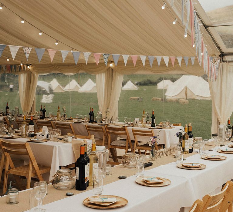 Marquee Decor | Outdoor Festival Beach Wedding at Aberdovey in Wales | Katie Ingram Photography