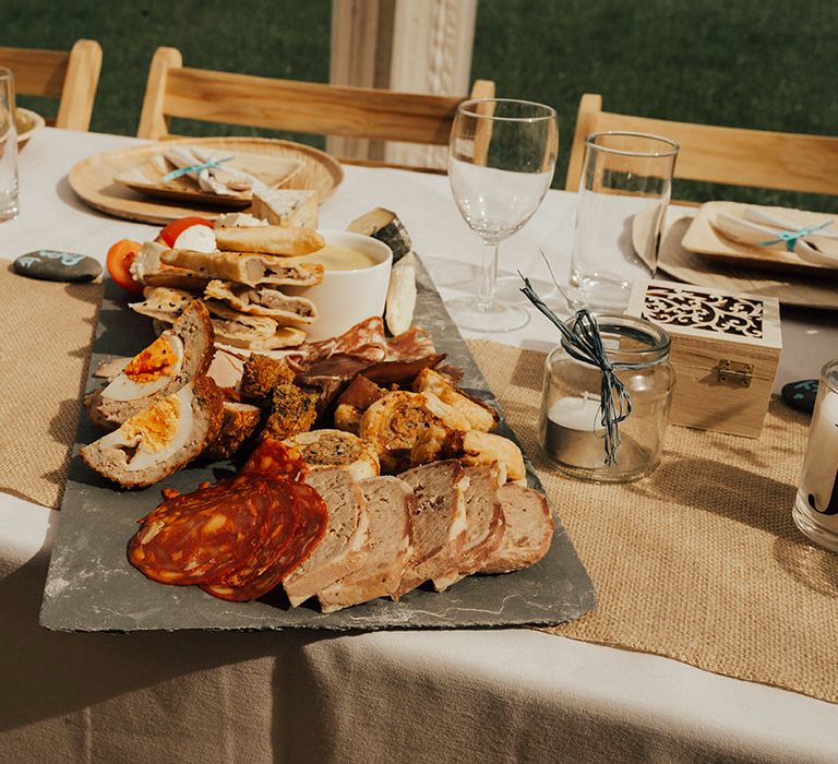 Food Platter | Outdoor Festival Beach Wedding at Aberdovey in Wales | Katie Ingram Photography