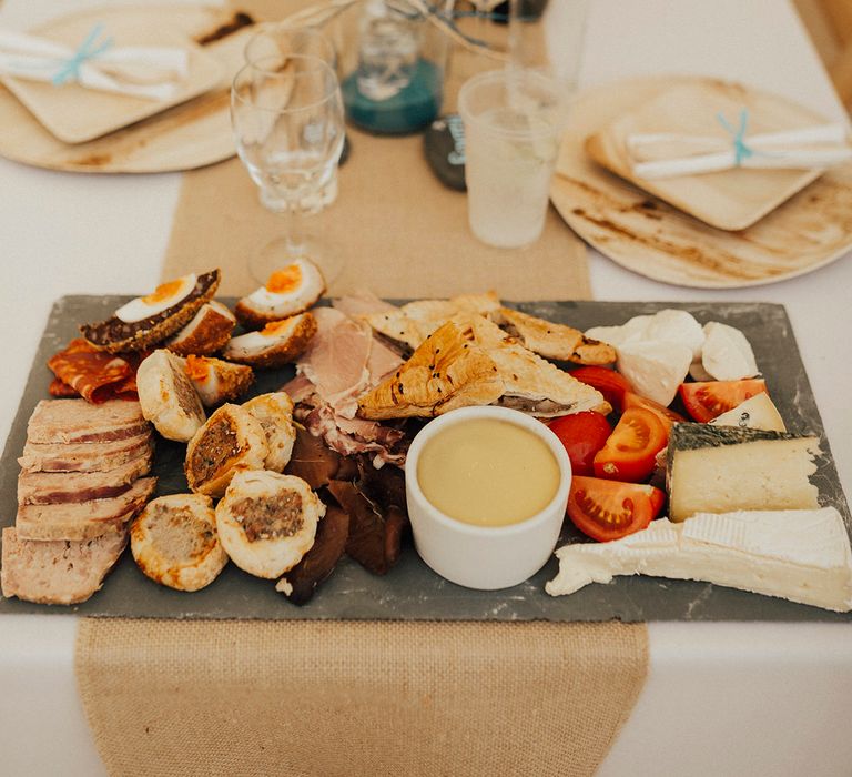 Food Platter | Outdoor Festival Beach Wedding at Aberdovey in Wales | Katie Ingram Photography