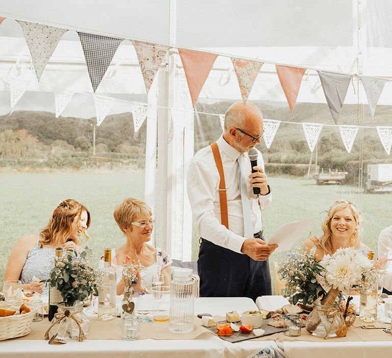 Bunting | Wedding Reception | Outdoor Festival Beach Wedding at Aberdovey in Wales | Katie Ingram Photography