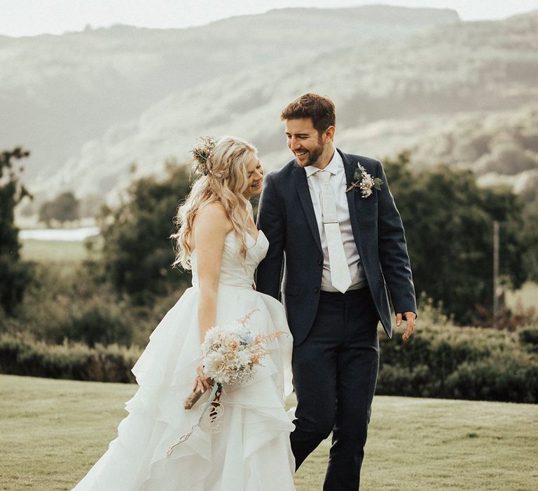 Bride & Groom portrait | Beach Wedding at Aberdovey in Wales | Katie Ingram Photography