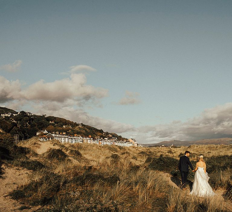 Bride & Groom portrait | Beach Wedding at Aberdovey in Wales | Katie Ingram Photography