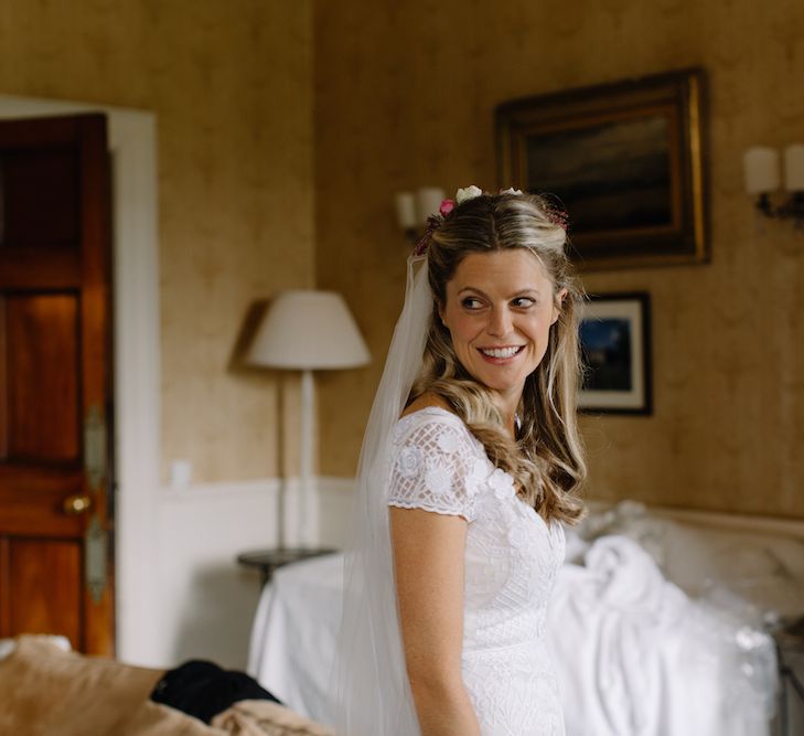 Bride in Cressida Temperley Gown | Rural Wedding in a Sailcloth Tent on Stanford Hall Estate, Northamptonshire | Rebecca Goddard Photography