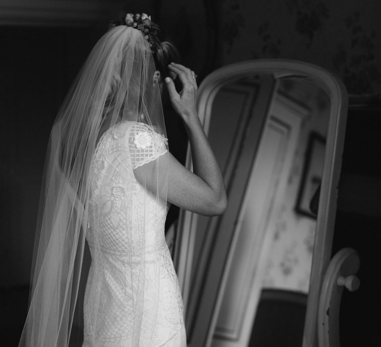 Bride in Cressida Temperley Gown | Rural Wedding in a Sailcloth Tent on Stanford Hall Estate, Northamptonshire | Rebecca Goddard Photography