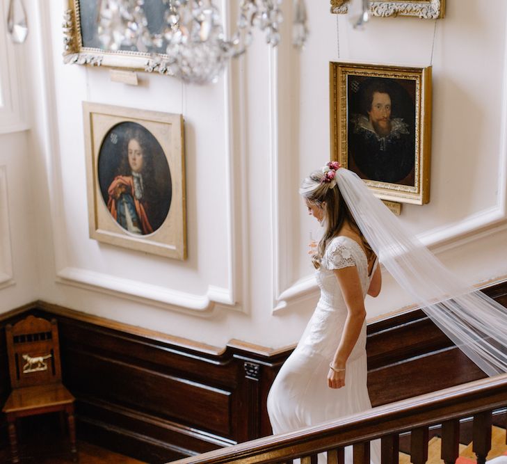 Bride in Cressida Temperley Gown | Rural Wedding in a Sailcloth Tent on Stanford Hall Estate, Northamptonshire | Rebecca Goddard Photography