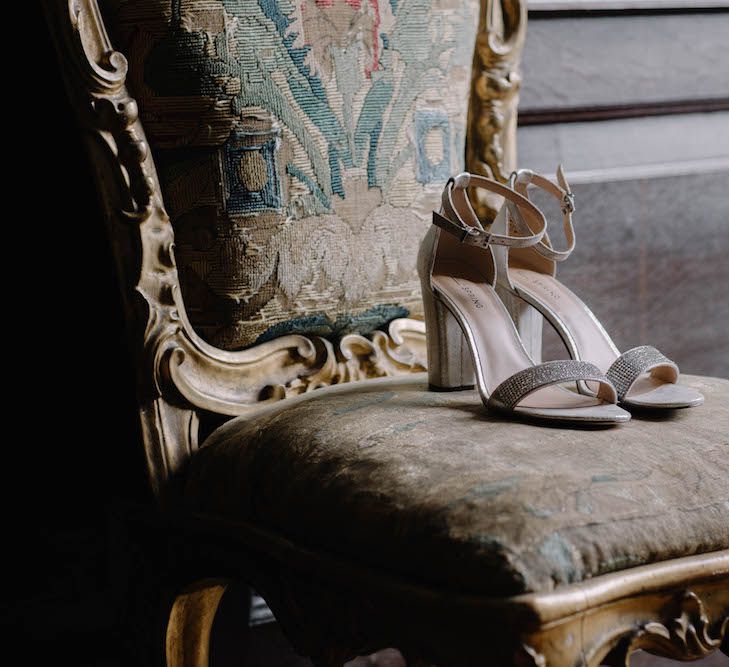 Bridal Shoes | Rural Wedding in a Sailcloth Tent on Stanford Hall Estate, Northamptonshire | Rebecca Goddard Photography