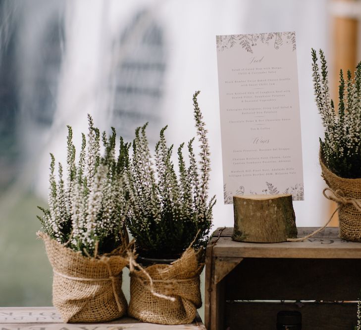 Plant Pots | Rural Wedding in a Sailcloth Tent on Stanford Hall Estate, Northamptonshire | Rebecca Goddard Photography