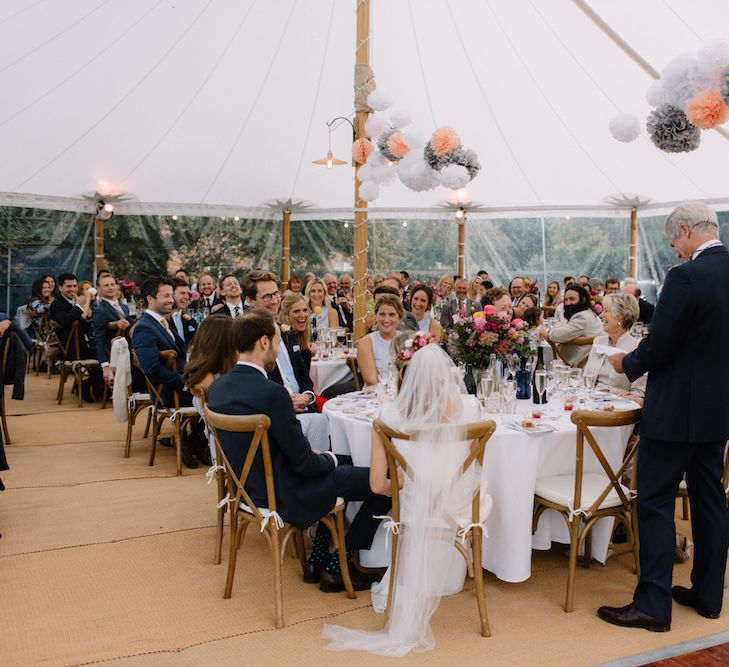 Wedding Reception | Rural Wedding in a Sailcloth Tent on Stanford Hall Estate, Northamptonshire | Rebecca Goddard Photography