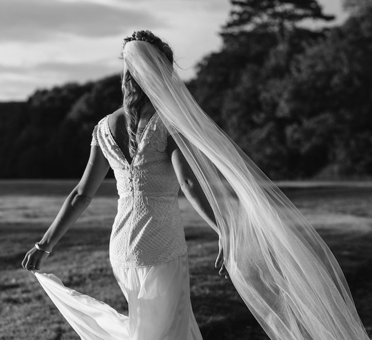 Bride in a Temperley Cressida Gown | Rural Wedding in a Sailcloth Tent on Stanford Hall Estate, Northamptonshire | Rebecca Goddard Photography