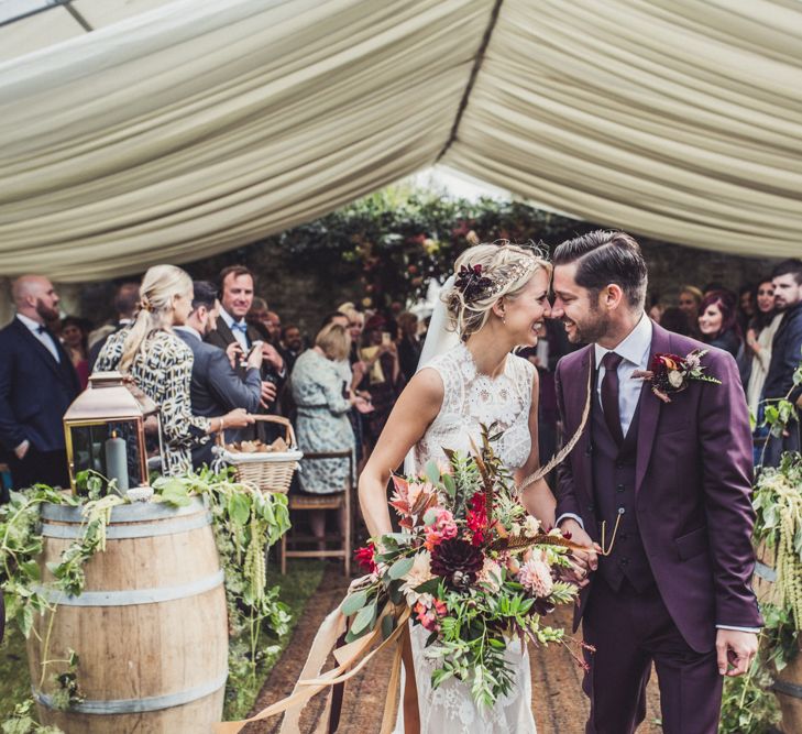 Bride & Groom Marquee Wedding In Cornwall