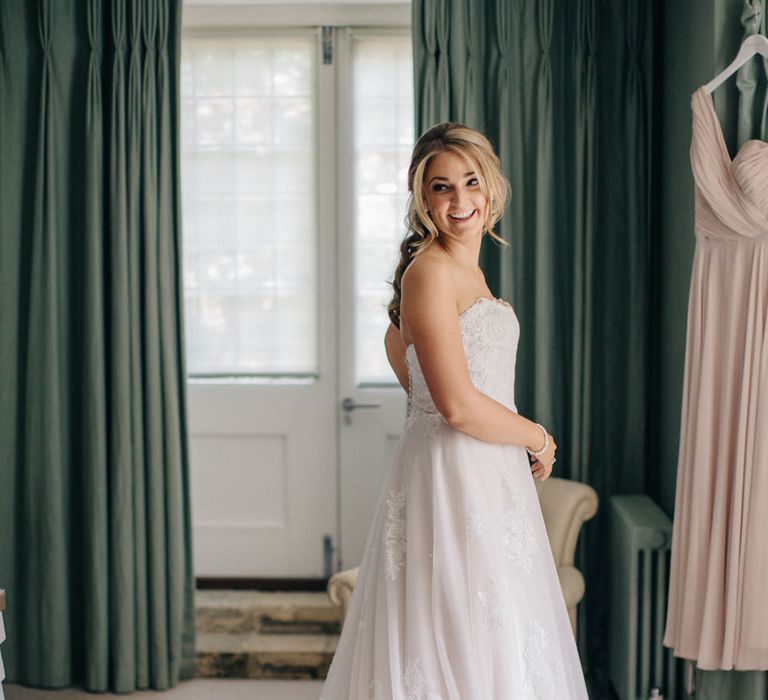 Wedding Morning Bridal Preparations | Bride in Lace Dress | Outdoor Pastel Country Garden Wedding at Barnsley House in Cirencester | M and J Photography | Motion Farm Wedding Films