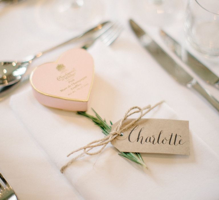 Charbonnel et Walker Truffles Wedding Favour | Outdoor Pastel Country Garden Wedding at Barnsley House in Cirencester | M and J Photography | Motion Farm Wedding Films