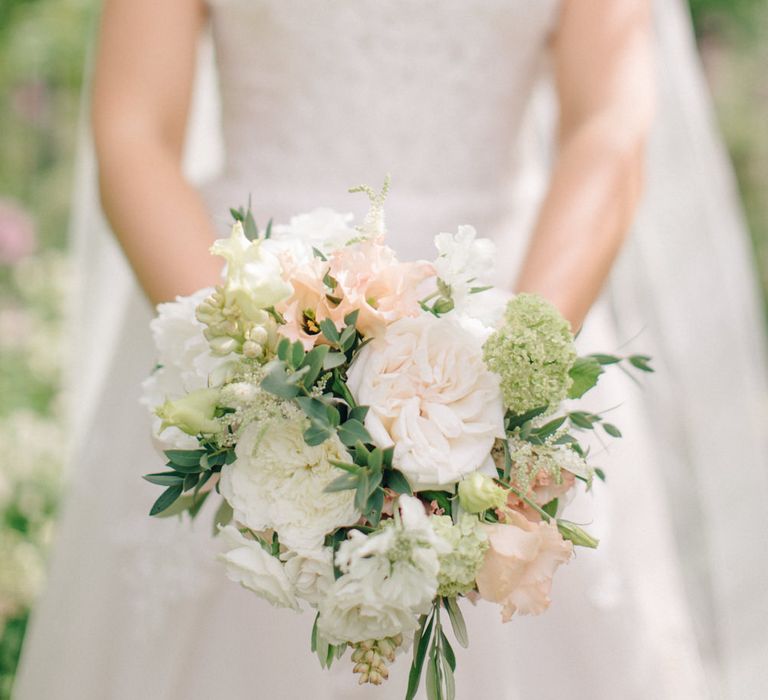 Romantic Pink & White Floral Bouquet | Outdoor Pastel Country Garden Wedding at Barnsley House in Cirencester | M and J Photography | Motion Farm Wedding Films