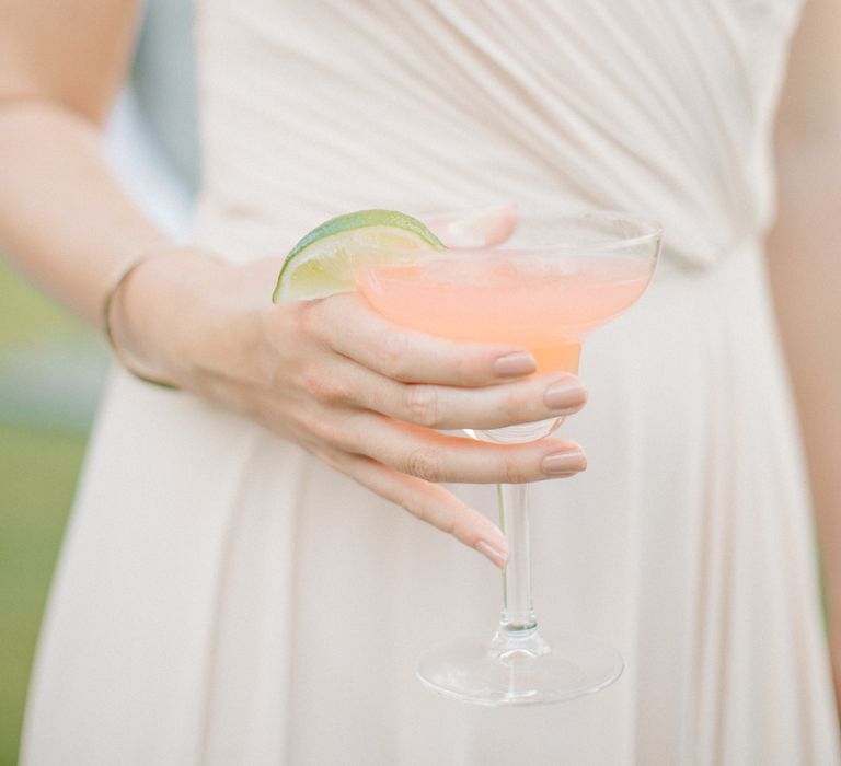 Rhubarb Cocktail | Outdoor Pastel Country Garden Wedding at Barnsley House in Cirencester | M and J Photography | Motion Farm Wedding Films