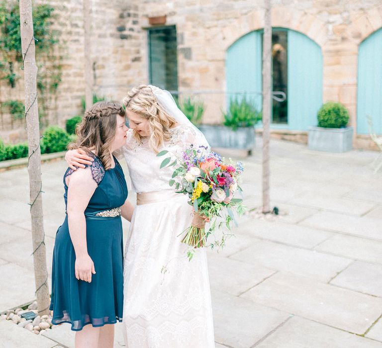 Healey Barn Winter Wedding With Bridesmaids In Navy With Bright Florals & Gold Accents With Images By Sarah Jane Ethan Photography