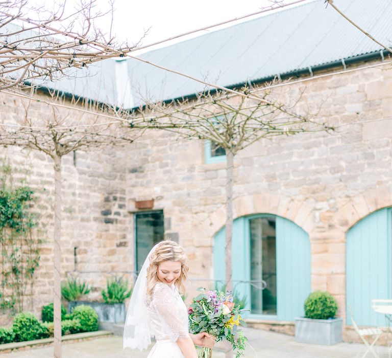 Healey Barn Winter Wedding With Bridesmaids In Navy With Bright Florals & Gold Accents With Images By Sarah Jane Ethan Photography